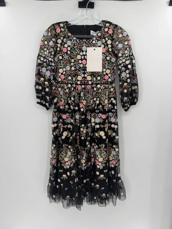 Mac Duggal Girls Floral Embroidered Dress - Black - 10 - New with tags - Picture 3 of 10